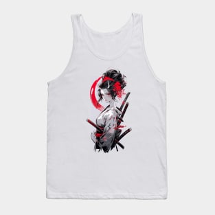 Beautiful geisha,  katana,Asian drawing Tank Top